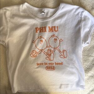 Phi Mu Baby Tee with Orange Print